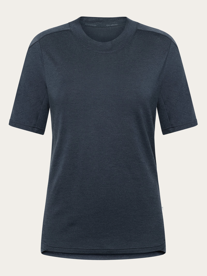KnowledgeCotton Apparel - WMN Dynamic Wool 175 Single constructed t-shirt - RWS T-shirts 1001 Total Eclipse
