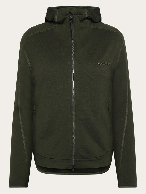 KnowledgeCotton Apparel - WMN Dynamic Wool 320 Fleece hoody - RWS Fleeces 1090 Forrest Night