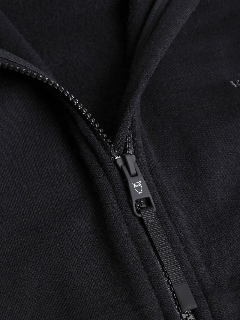 KnowledgeCotton Apparel - WMN Dynamic Wool 320 Fleece hoody - RWS Fleeces 1300 Black Jet