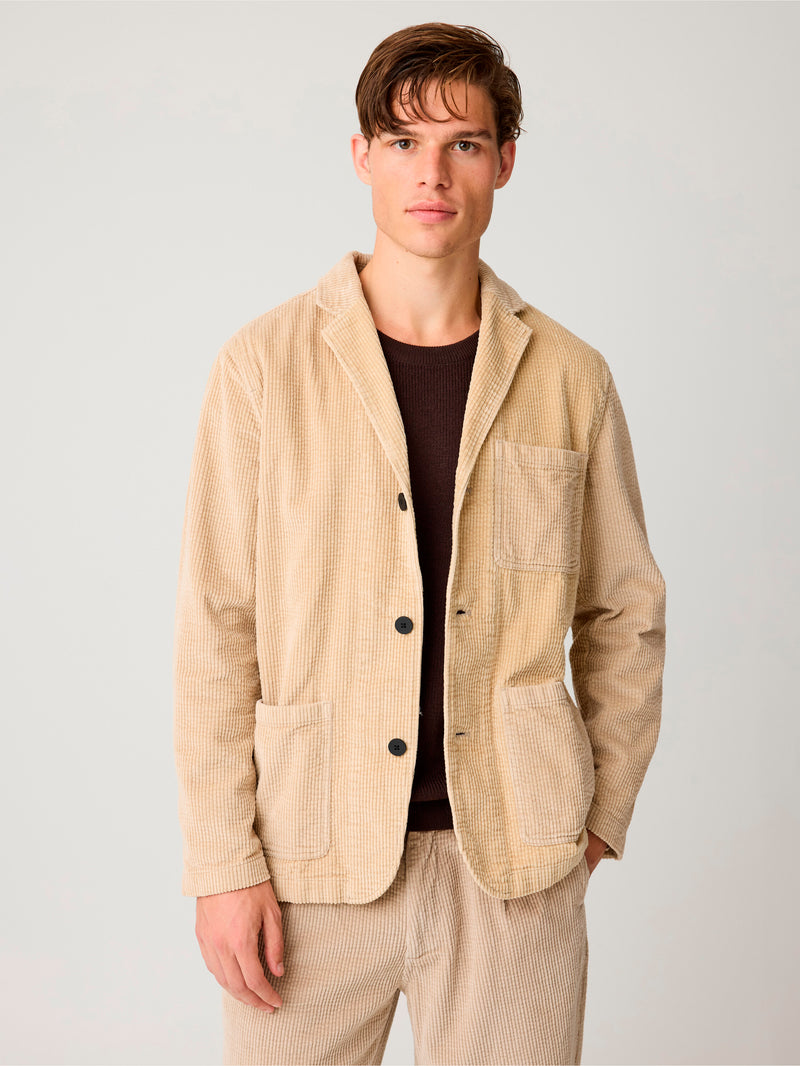 KnowledgeCotton Apparel - MEN Corduroy blazer Overshirts 1228 Light feather gray