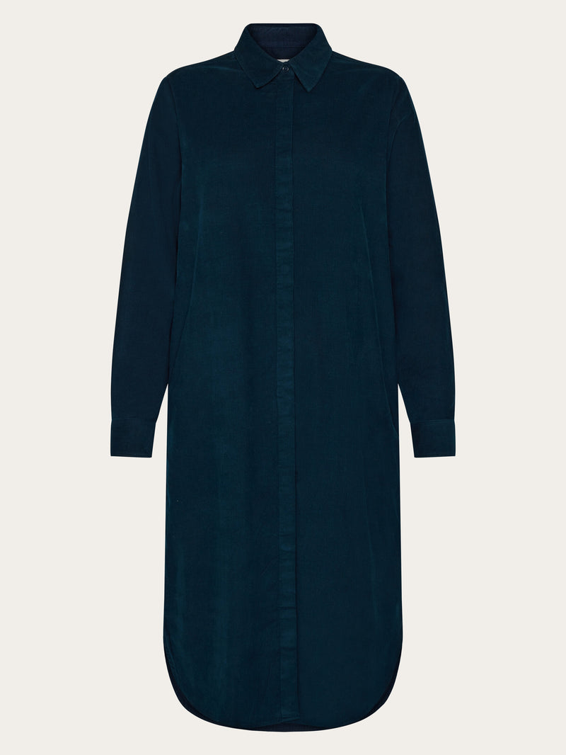 KnowledgeCotton Apparel - WMN Corduroy shirt dress Dresses 1001 Total Eclipse