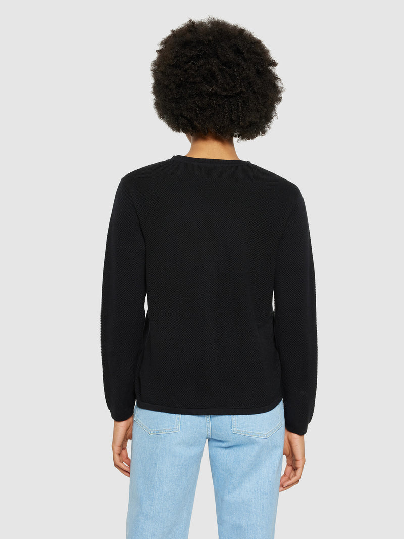 KnowledgeCotton Apparel - WMN Cotton micro bubble cardigan - Regenerative Organic Certified® - GOTS/vegan Knits 1300 Black Jet