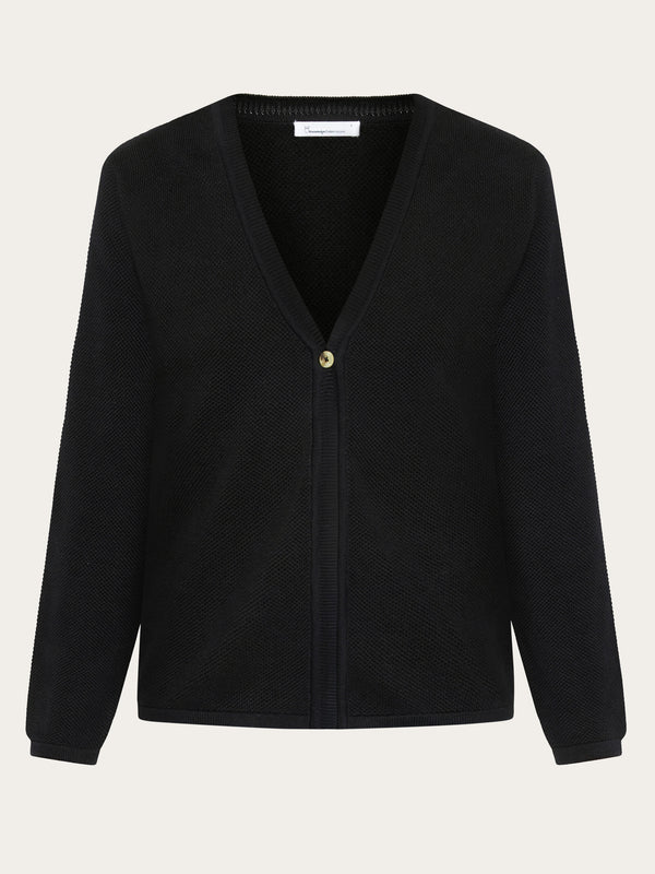 KnowledgeCotton Apparel - WMN Cotton micro bubble cardigan - Regenerative Organic Certified® - GOTS/vegan Knits 1300 Black Jet