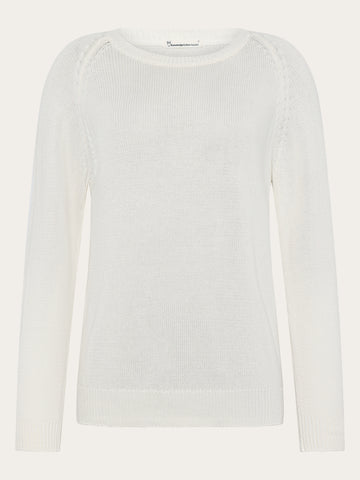 KnowledgeCotton Apparel - WMN Crew neck sweater Knits 1387 Egret