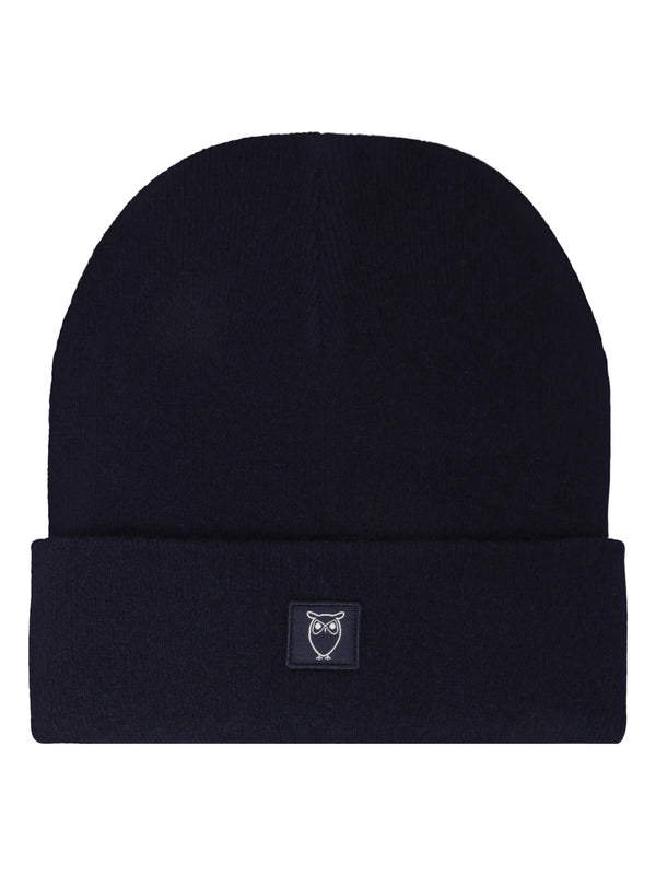 KnowledgeCotton Apparel - UNI Double layer wool beanie Hats 1001 Total Eclipse