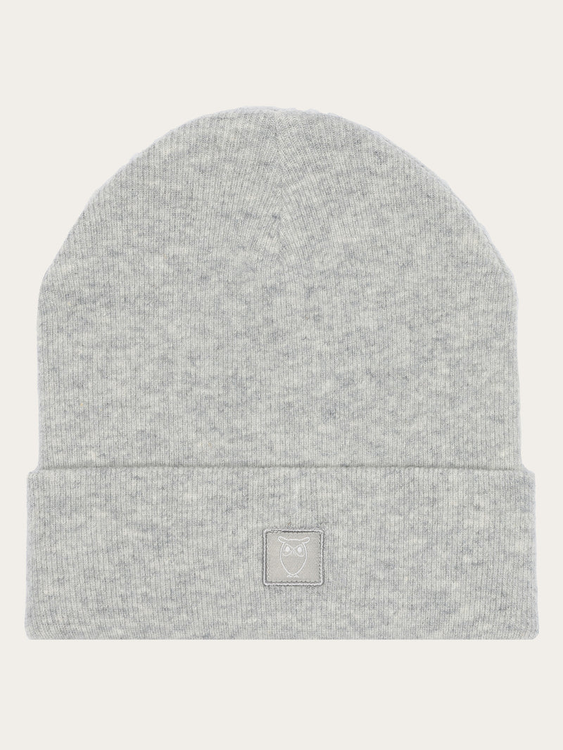 KnowledgeCotton Apparel - UNI Double layer wool beanie Hats 1012 Grey Melange