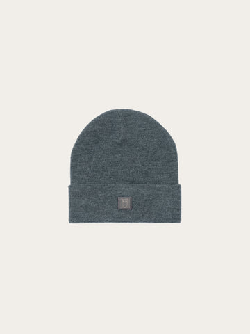 KnowledgeCotton Apparel - UNI Double layer wool beanie Hats 1073 Dark Grey Melange