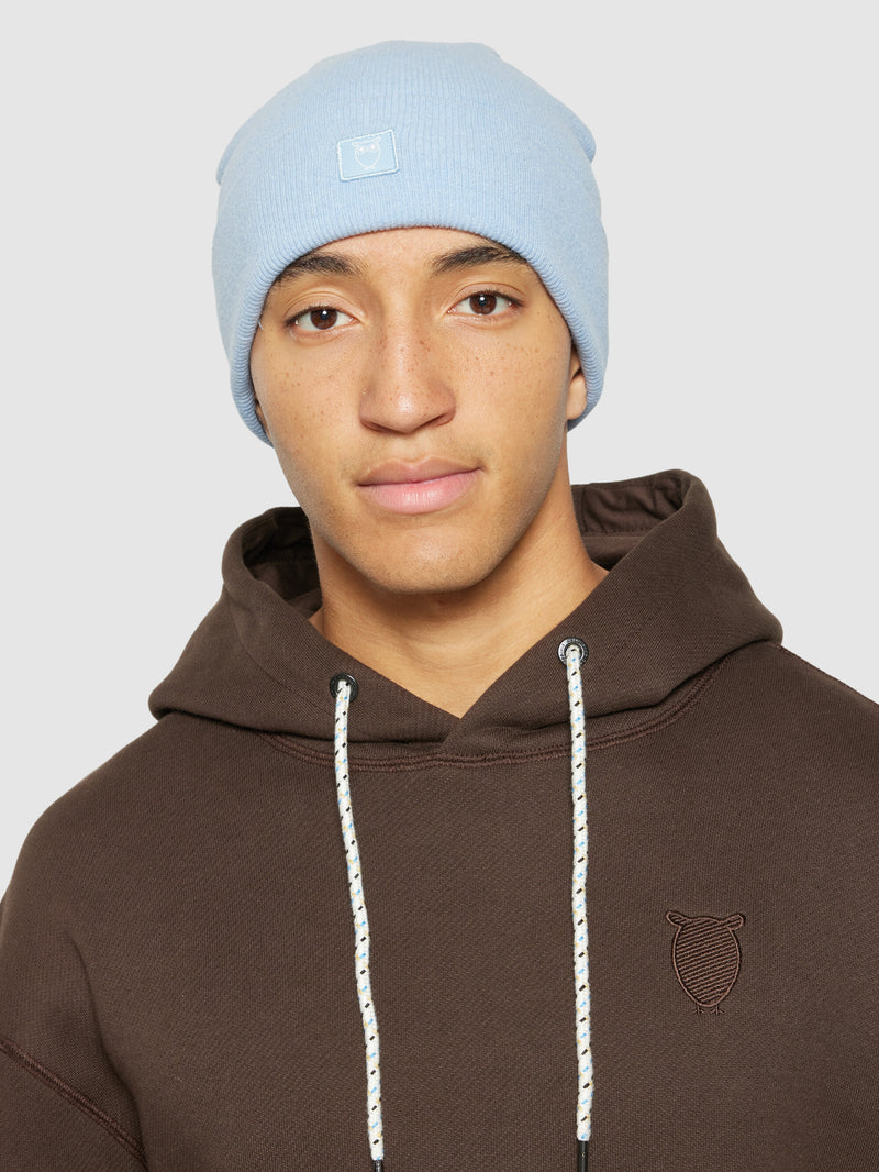 KnowledgeCotton Apparel - UNI Double layer wool beanie Hats 1322 Asley Blue