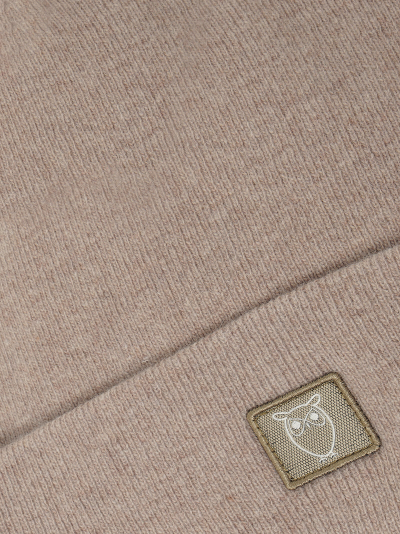 KnowledgeCotton Apparel - UNI Double layer wool beanie Hats 1336 Kelp melange