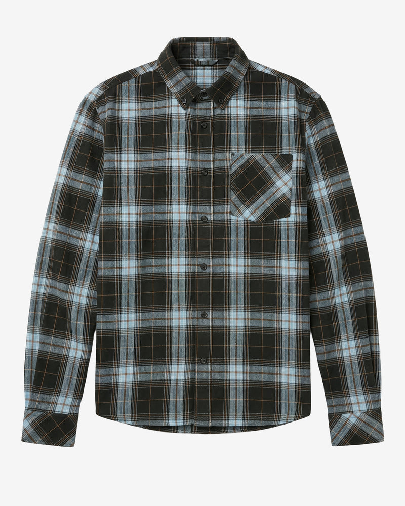 KnowledgeCotton Apparel - MEN Dune regular check flannel shirt Shirts 7023 Green check