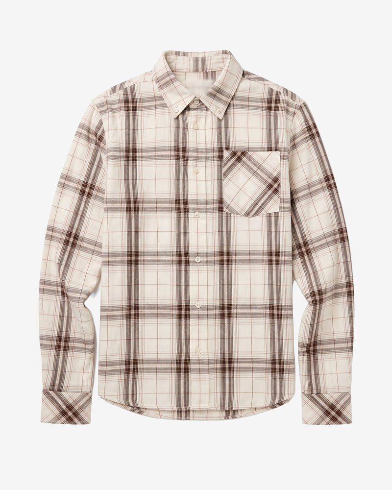 KnowledgeCotton Apparel - MEN Dune regular check flannel shirt Shirts 7033 Creme check
