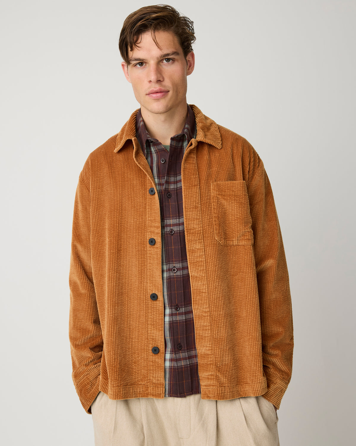 KnowledgeCotton Apparel - MEN Dune regular check flannel shirt Shirts 7035 Dark Brown check