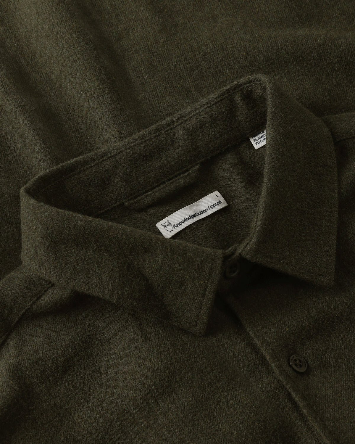 KnowledgeCotton Apparel - MEN Dune regular flannel shirt Shirts 1090 Forest Night