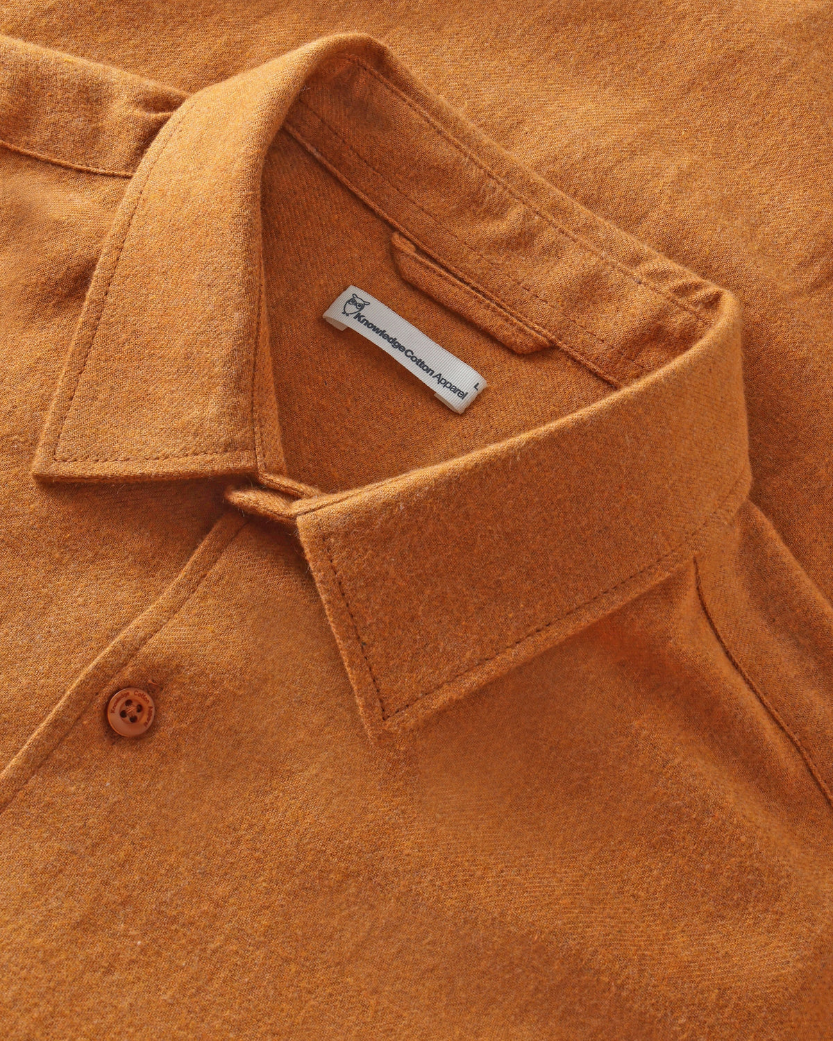 KnowledgeCotton Apparel - MEN Dune regular flannel shirt Shirts 1502 Golden Oak