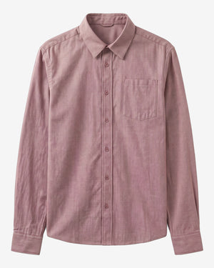 KnowledgeCotton Apparel - MEN Dune regular herringbone shirt Shirts 1500 Burgundy