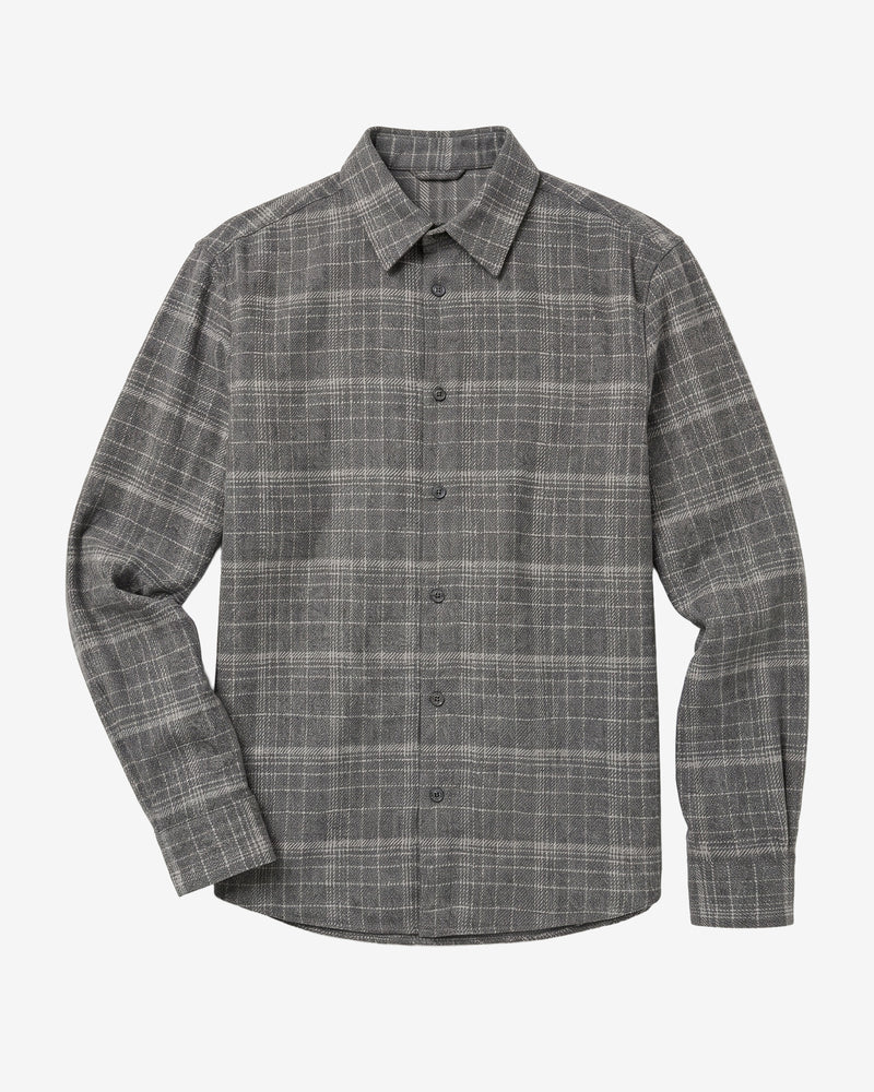 KnowledgeCotton Apparel - MEN Dune regular merino check shirt Shirts 7031 Grey check