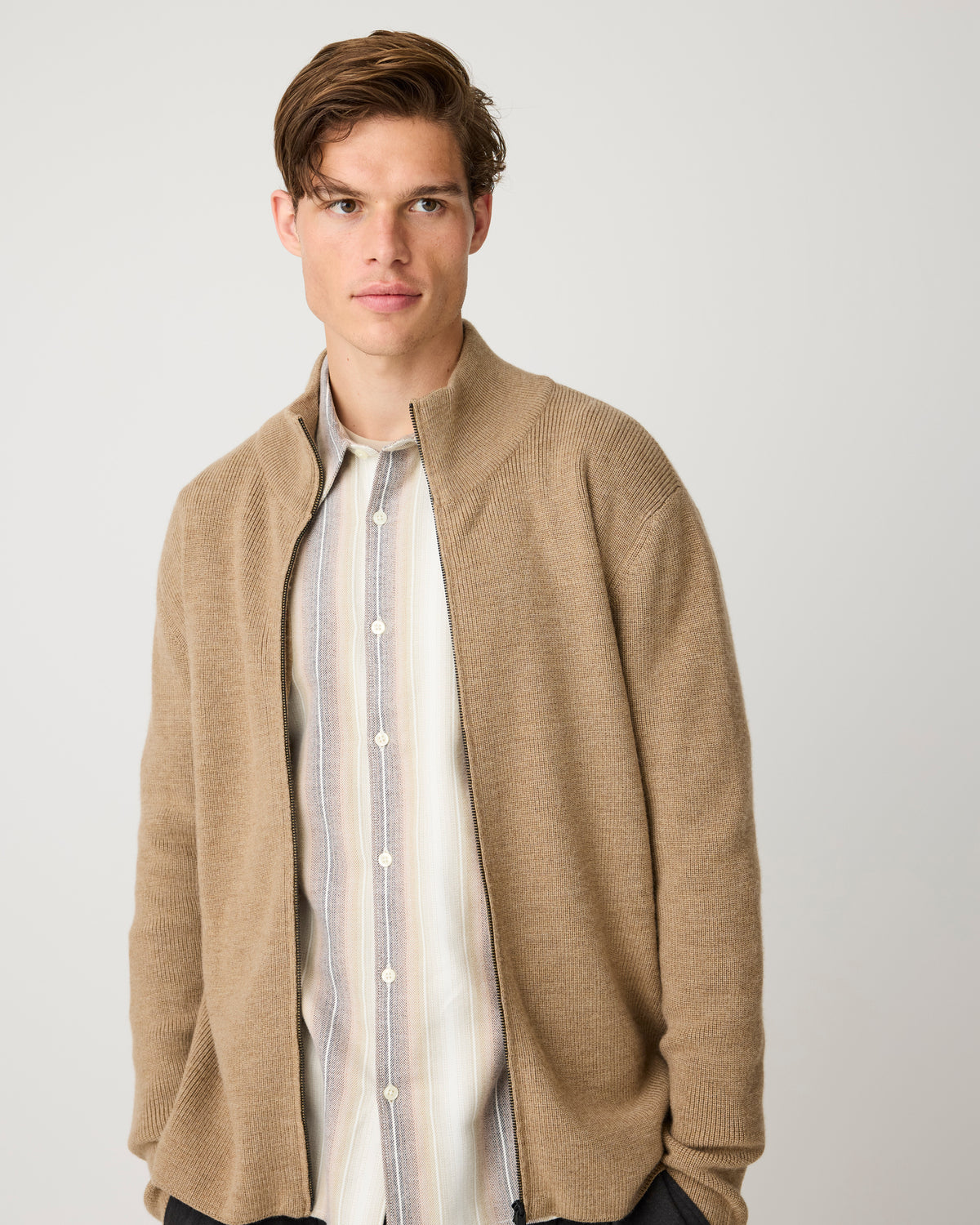KnowledgeCotton Apparel - MEN Dune regular stripe shirt Shirts 8033 Creme Stripe