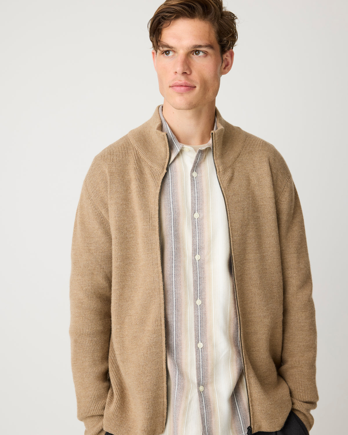 KnowledgeCotton Apparel - MEN Dune regular stripe shirt Shirts 8033 Creme Stripe