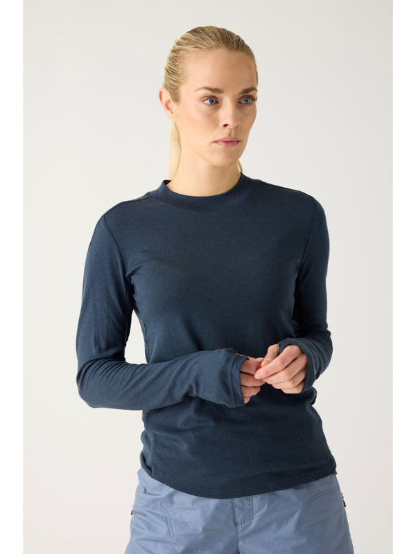 KnowledgeCotton Apparel - WMN Dynamic Wool 175 Single constructed long sleeve t-shirt - RWS Long Sleeves 1001 Total Eclipse