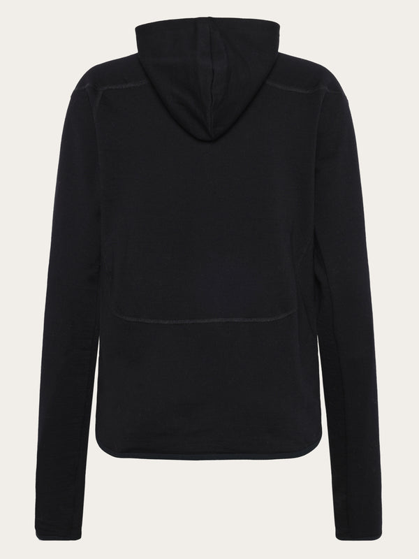 KnowledgeCotton Apparel - WMN Dynamic wool fleece hoodie Fleeces 1300 Black Jet