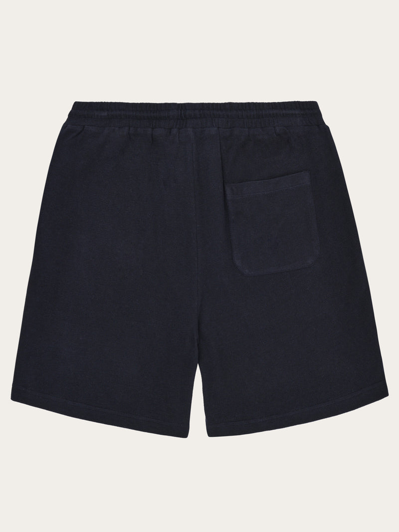 KnowledgeCotton Apparel - MEN FIG Loose fit bouclé jersey shorts - GOTS/Vegan Shorts 1412 Night Sky