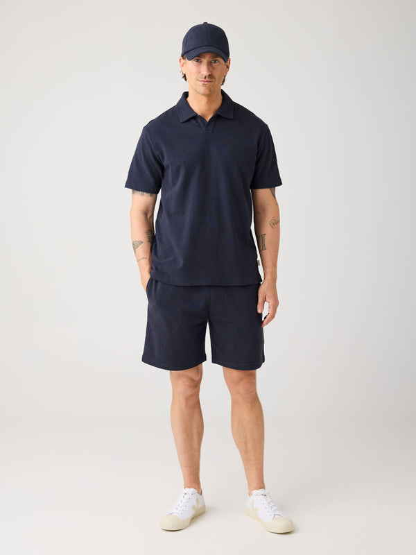 KnowledgeCotton Apparel - MEN FIG Loose fit bouclé jersey shorts - GOTS/Vegan Shorts 1412 Night Sky