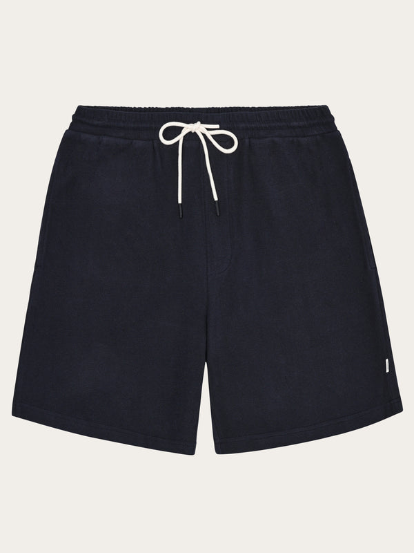 KnowledgeCotton Apparel - MEN FIG Loose fit bouclé jersey shorts - GOTS/Vegan Shorts 1412 Night Sky