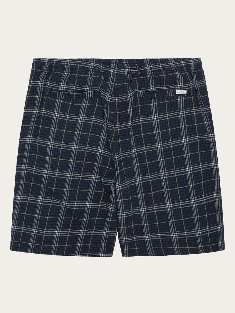 KnowledgeCotton Apparel - MEN FIG checkered shorts - GOTS/Vegan Shorts 7034 blue check