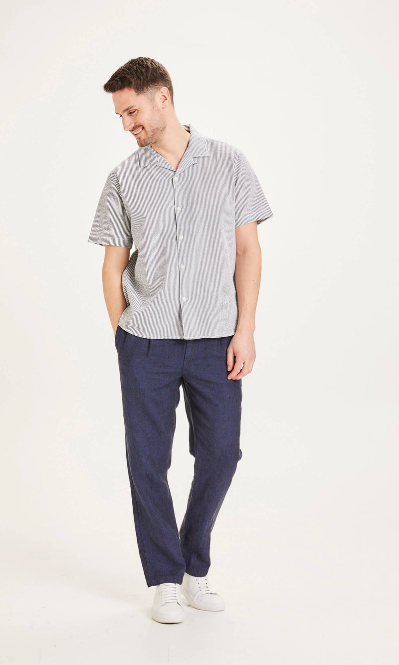 KnowledgeCotton Apparel - MEN FIG loose linen pant Pants 1001 Total Eclipse