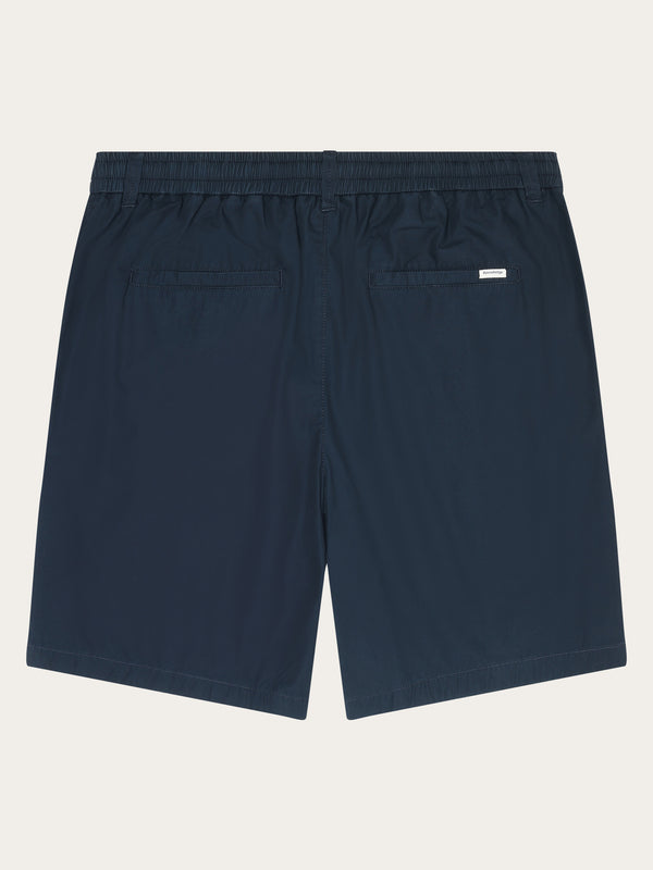 KnowledgeCotton Apparel - MEN FIG loose poplin elastic waist string shorts - GOTS/Vegan Shorts 1001 Total Eclipse