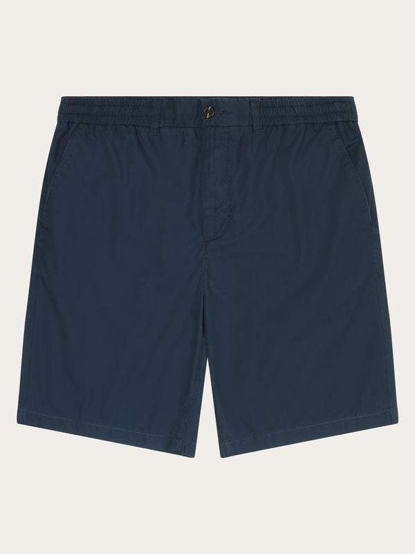KnowledgeCotton Apparel - MEN FIG loose poplin elastic waist string shorts - GOTS/Vegan Shorts 1001 Total Eclipse