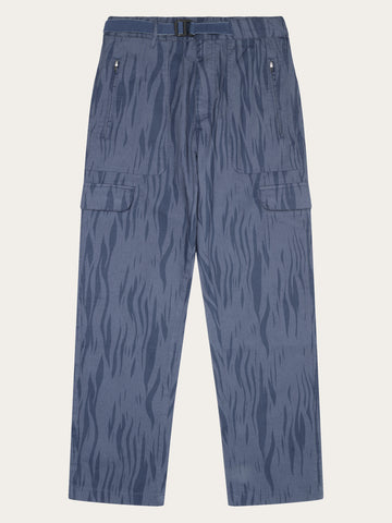 KnowledgeCotton Apparel - MEN FLINT ripstop Northern Lights twill belt cargo pants - GOTS/Vegan Pants 9921 Blue