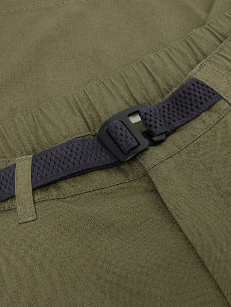 KnowledgeCotton Apparel - MEN FLINT ripstop twill belt cargo shorts - GOTS/Vegan Shorts 1068 Burned Olive