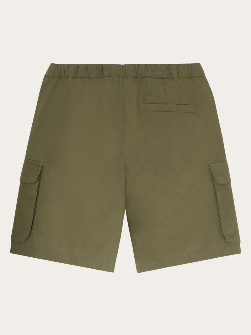 KnowledgeCotton Apparel - MEN FLINT ripstop twill belt cargo shorts - GOTS/Vegan Shorts 1068 Burned Olive