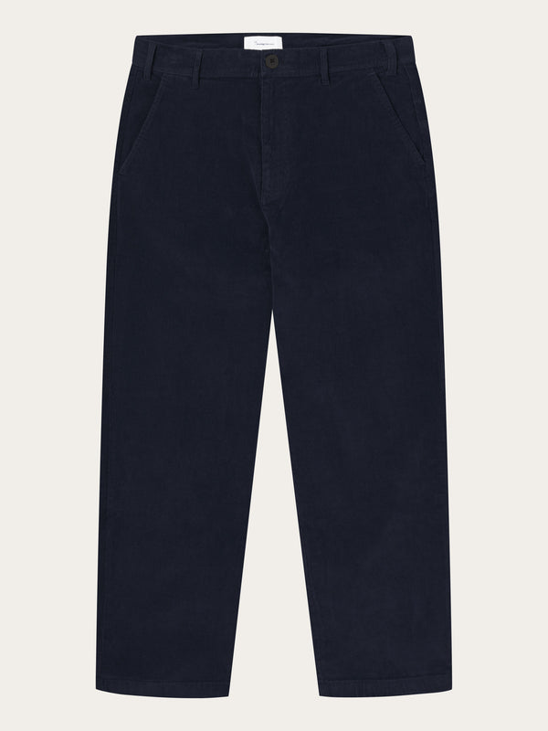 KnowledgeCotton Apparel - MEN FLINT wide corduroy chino pants Pants 1412 Night Sky