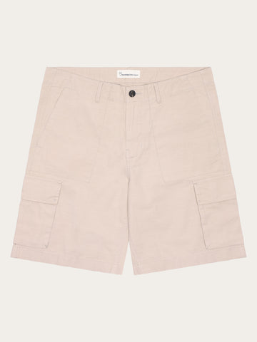 KnowledgeCotton Apparel - MEN FLINT wide slub yarn shorts - GOTS/Vegan Shorts 1228 Light feather gray