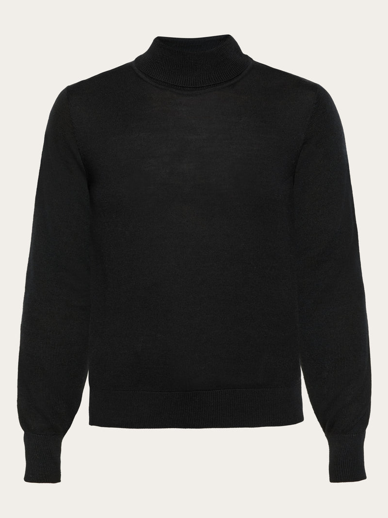 KnowledgeCotton Apparel - WMN Fine merino roll neck - RWS Knits 1300 Black Jet