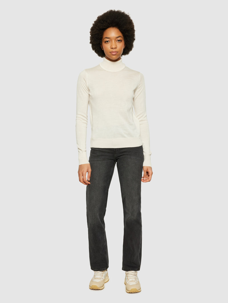 KnowledgeCotton Apparel - WMN Fine merino roll neck - RWS Knits 1346 Kelp