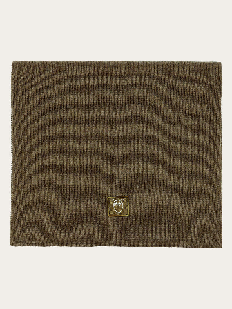 KnowledgeCotton Apparel - UNI Fine merino wool scarf - RWS Scarfs 1100 Dark Olive