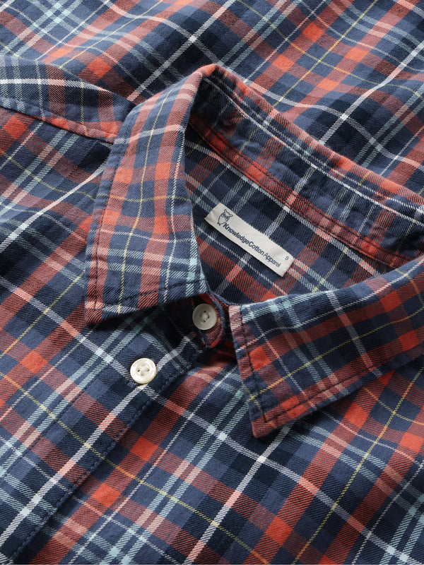 KnowledgeCotton Apparel - WMN Flannel boyfriend fit checked shirt - GOTS/Vegan Shirts 7021 blue check