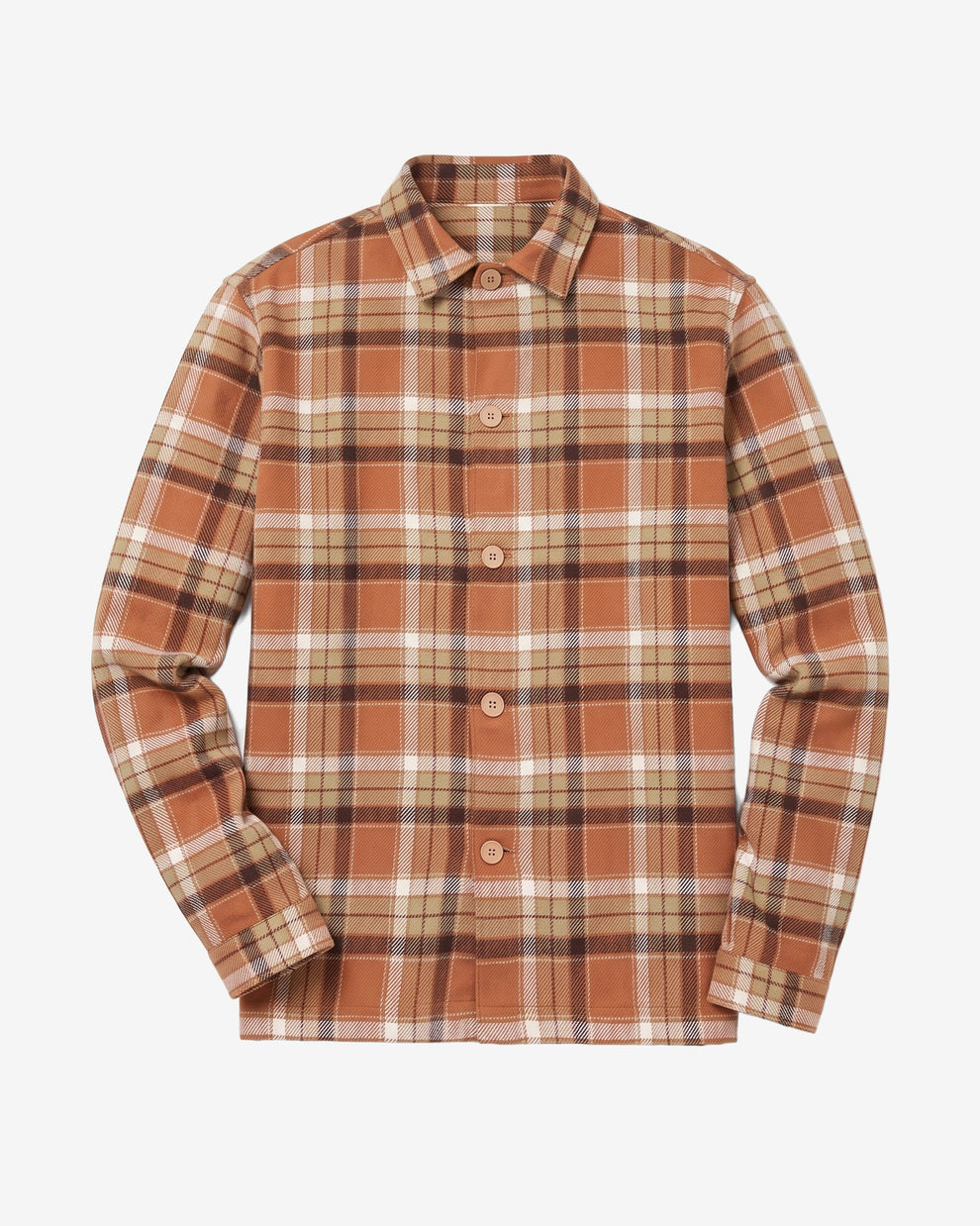 KnowledgeCotton Apparel - MEN Flannel check overshirt Overshirts 7030 Beige check