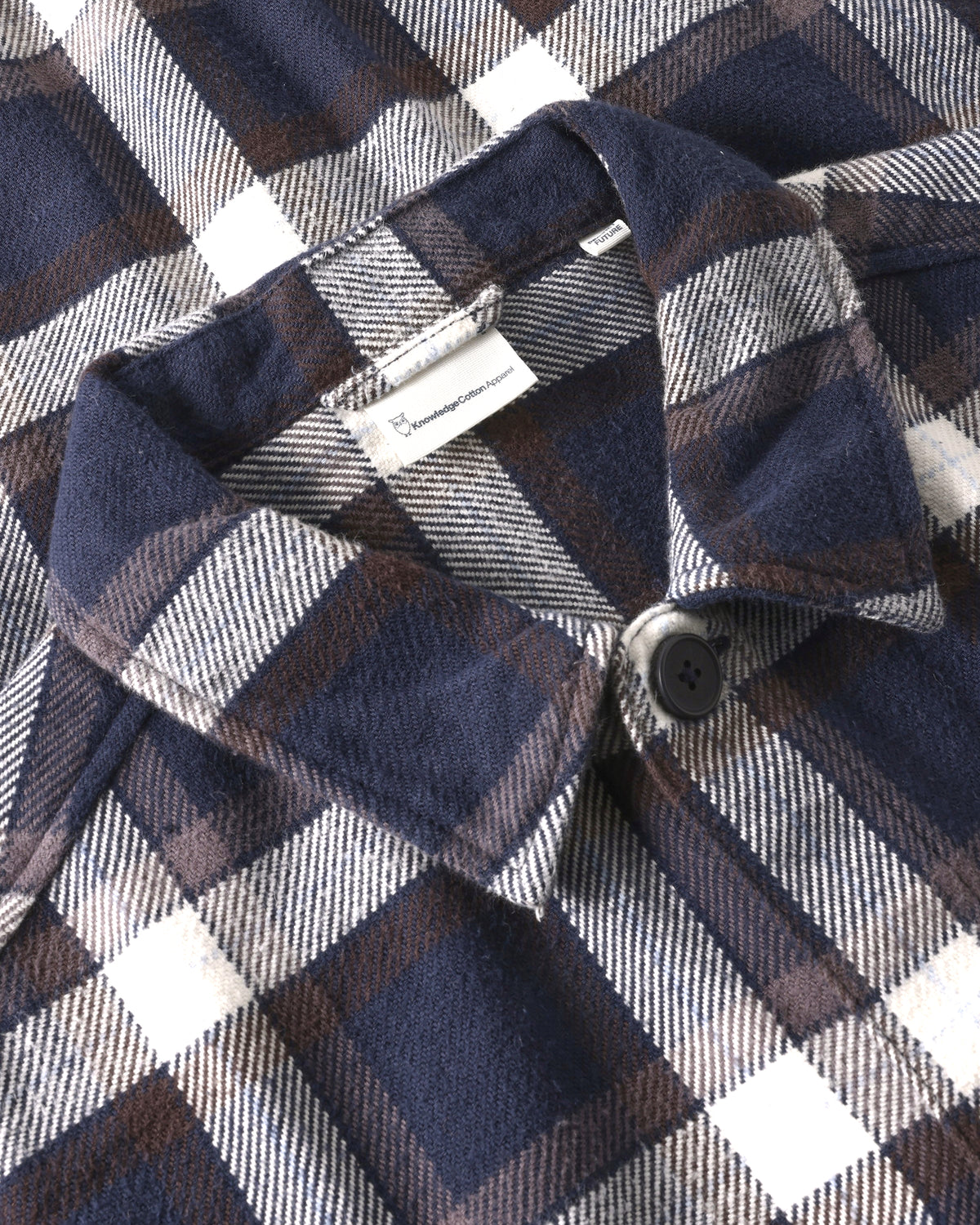 KnowledgeCotton Apparel - MEN Flannel check overshirt Overshirts 7036 Navy
