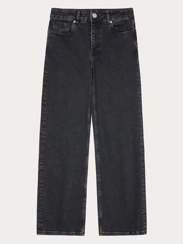 KnowledgeCotton Apparel - WMN GALE straight mid-rise rinse black 5-pocket jeans Denim jeans 3049 Rinse black