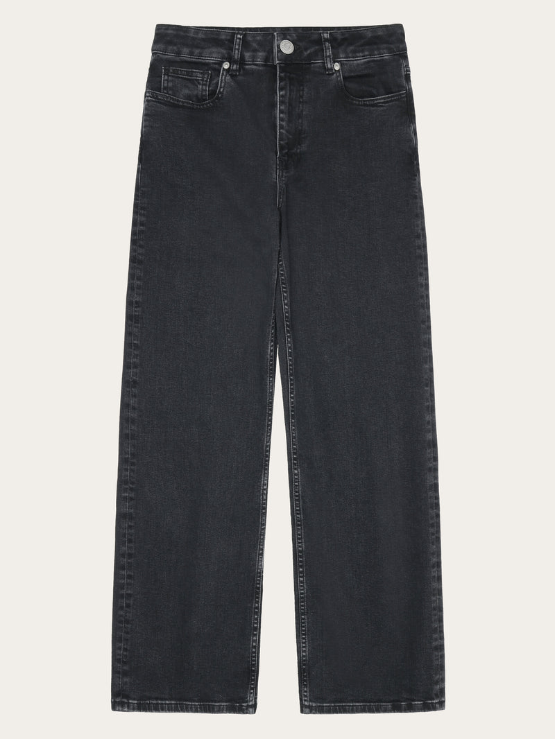 KnowledgeCotton Apparel - WMN GALE straight mid-rise rinse black 5-pocket jeans Denim jeans 3049 Rinse black