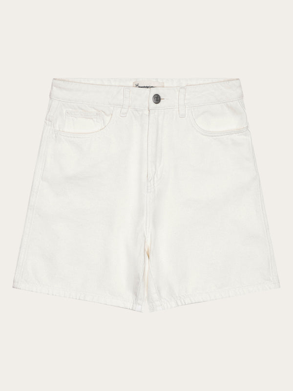 KnowledgeCotton Apparel - WMN GALE straight mid-rise twill 5-pocket shorts - GOTS/Vegan Shorts 1387 Egret