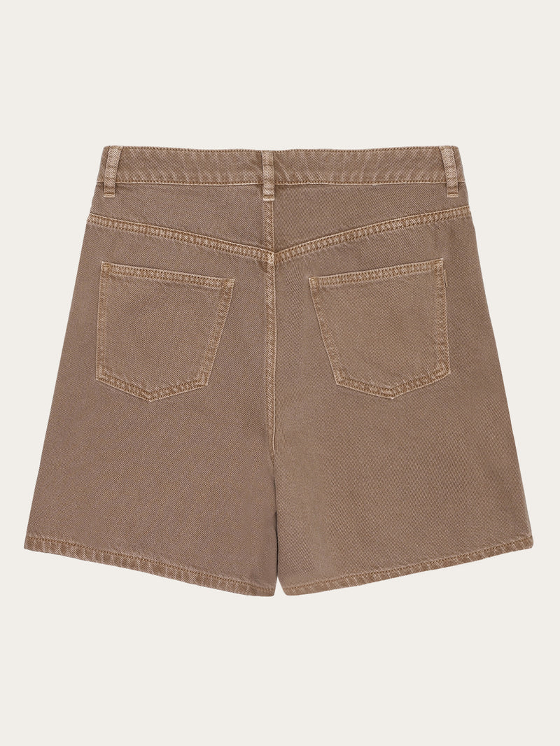 KnowledgeCotton Apparel - WMN GALE straight mid-rise twill 5-pocket shorts - GOTS/Vegan Shorts 1441 Tiramisu