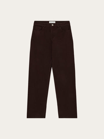KnowledgeCotton Apparel - WMN Gale regular twill pants Pants 1487 Chocolate Torte