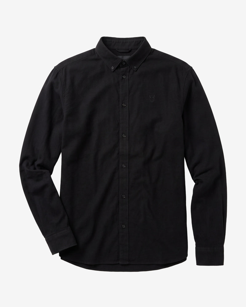 KnowledgeCotton Apparel - MEN Harald Small Owl Oxford Regular Fit Shirt - GOTS/Vegan Shirts 1300 Black Jet