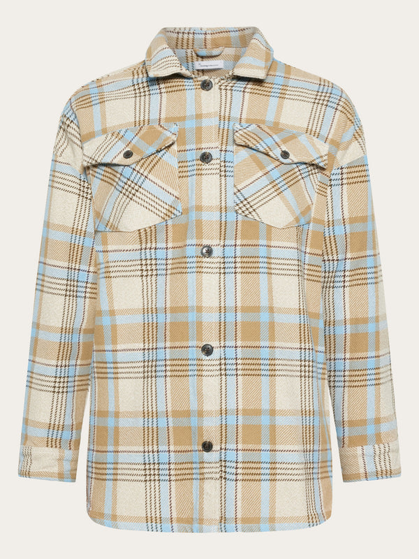 KnowledgeCotton Apparel - WMN Heavy flannel check overshirt - GOTS/Vegan Overshirts 7030 Beige check