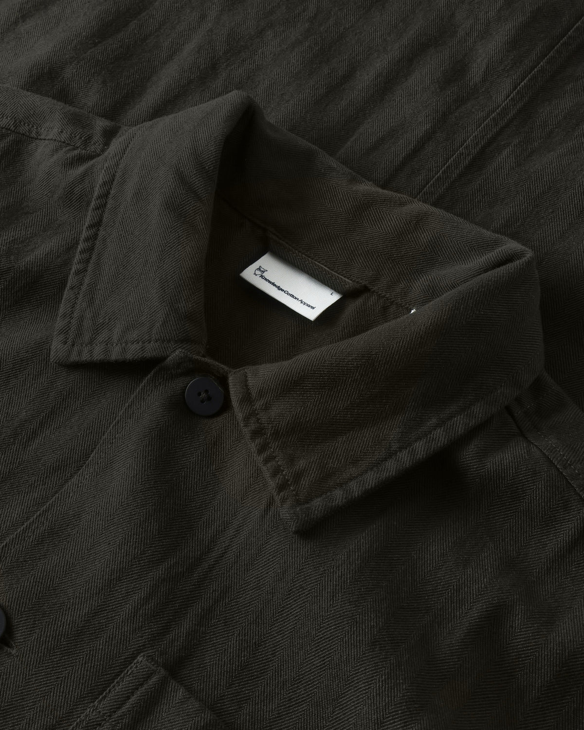 KnowledgeCotton Apparel - MEN Herringbone overshirt Overshirts 1090 Forest Night